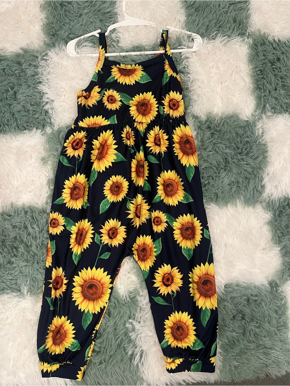 Amazon Navy Sunflower Print One-Piece Romper
